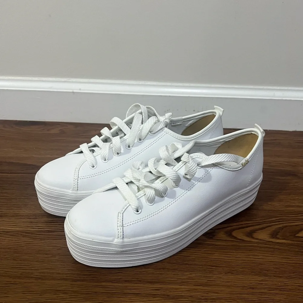 NEW Keds White Triple Up Leather Platform Sneakers Size 9 US $75_2